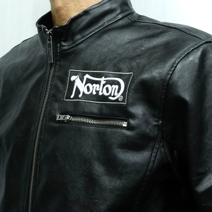 楽天市場】ノートン Nortonフェイクレザーパッチドシングルライダース 