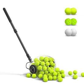 テニスボールホッパー 30-58"/77-148cm 伸縮式 ゴルフボールレトリーバー ピックルボールピッカーアッパー ローリングコレクター