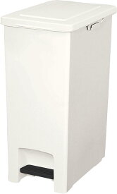 アスベル ゴミ箱 45L ペダル式 フタ付 日本製 サイドフック付 袋止め付 スリム おしゃれ キッチンに 衛生的 幅28.3×奥行42.8×高さ58cm ホワイト 白 ダストボックス 大容量 ECエバンペダルペール ASVEL