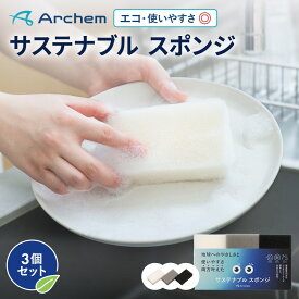 アーケム サステナブル スポンジ 3個入 3色セット 白 黒 グレー ヤシ由来新素材配合 エコ 環境に優しい 送料無料 食器洗い 皿洗い キッチンスポンジ 台所スポンジ コンパクト 長持ち 泡立ち 水切れ 研磨剤なし シンプル キズつけない モノトーン 高品質 コスパ