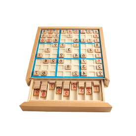 木製数独パズルボード・引き出し収納付き | 脳トレ・知育に最適なクラシック数字ゲーム | 子供〜大人対応・論理的思考を育む |【おしゃれで実用的な学習玩具】