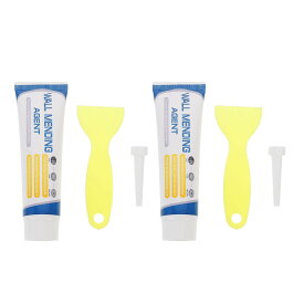 2セット 壁補修パテ 入り 防水防カビホワイトクリーム スクレーパー付き 家用内外壁のひび割れ すき間埋め 修理剤