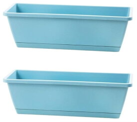 プランター 2 枚 野菜深植えプランター排水穴プラスチック ガーデン バルコニー トレイ付き 屋内 屋外 野菜グリーン 野菜 ボックス 厚い ホーム植物花コンテナー装飾ガーデニング用品 ホーム バルコニー 野菜植え付け花長方形 トラフ プランタ (ダークグレー,2個 -43*19*15)