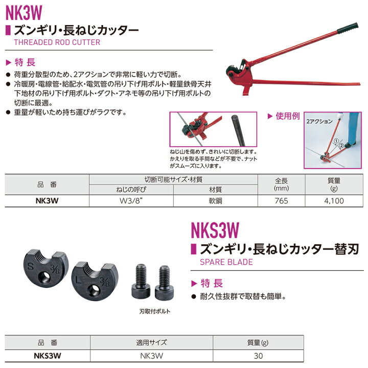 楽天市場】スーパーツール ズンギリ・長ねじカッター (本体/替刃) W3/8 