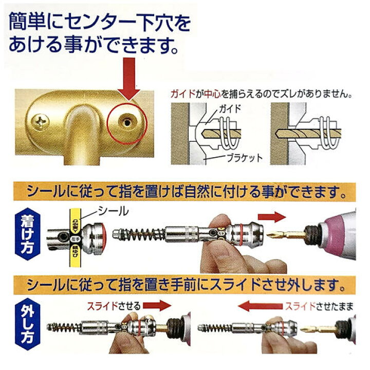 楽天市場】KOSEI 着脱2WAY式 簡単センターガイドドリル 手すり用 丁番 
