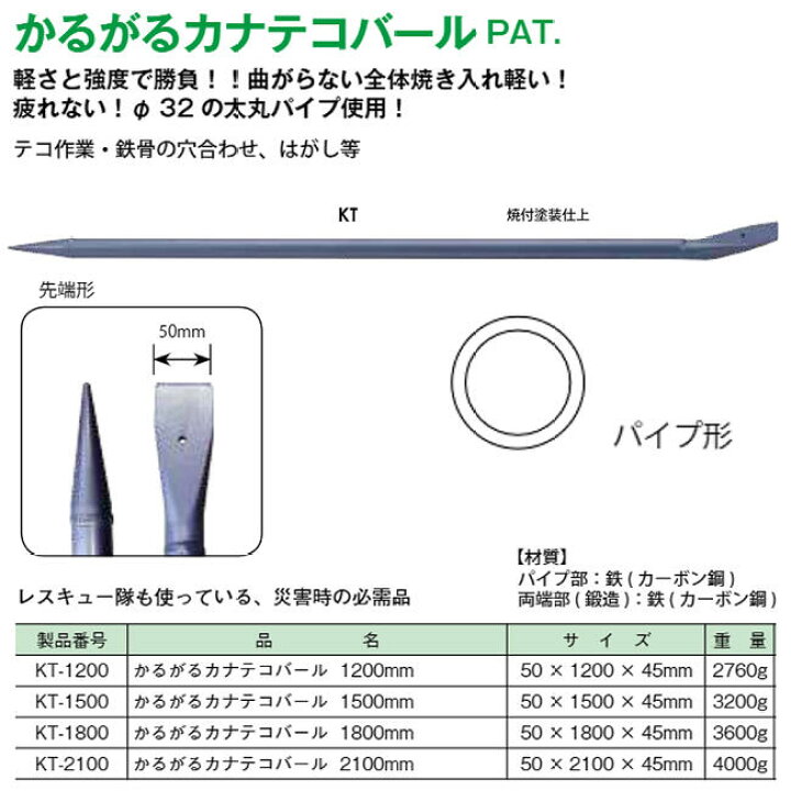 楽天市場】MKK かるがるカナテコバール 1500mm 解体 バラシ作業 鉄骨 