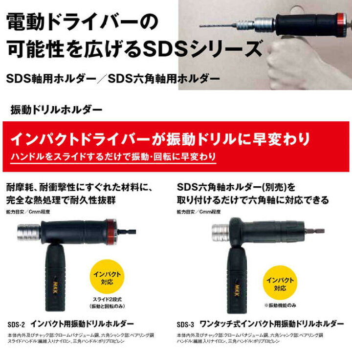 楽天市場】MKK インパクト用振動ドリルホルダー 回転対応 差込角 6.35 