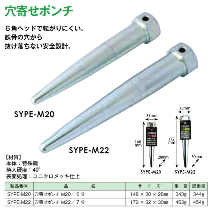 楽天市場】MKK [改良新型タイプ]鉄骨穴寄せポンチ M22 (7分) ユニクロ 