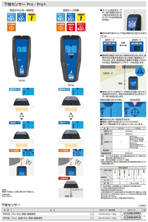 楽天市場】シンワ測定 下地センサー Pro+ 中心探知 探知約19mm 深部 