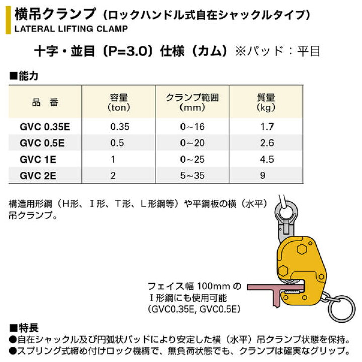 楽天市場】スーパーツール 横吊クランプ 自在シャックルタイプ ロック 