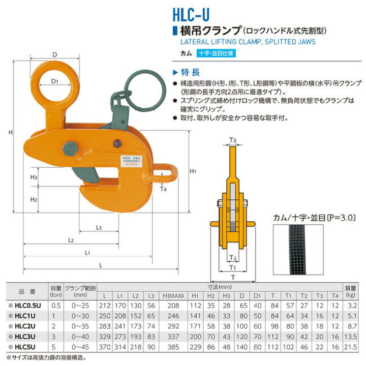 楽天市場】スーパーツール ロックハンドル式先割型 横吊クランプ 容量 