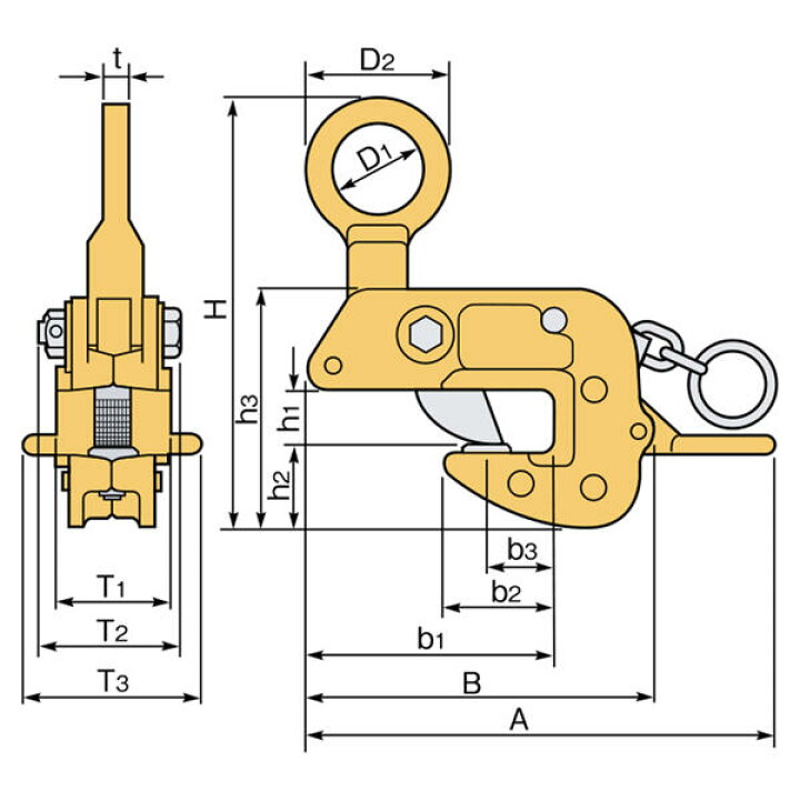 楽天市場】スーパーツール 横吊クランプ 容量 1t クランプ範囲 0~30  