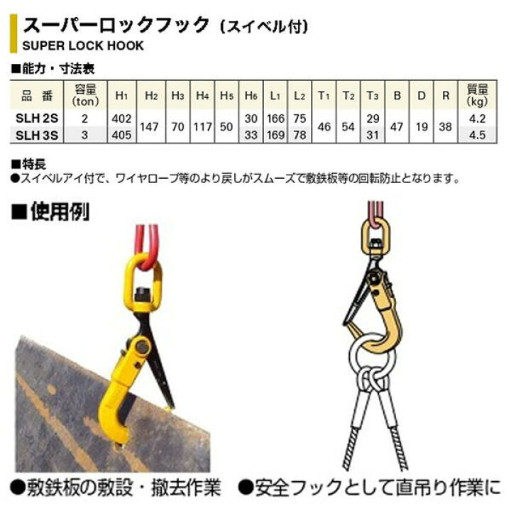 楽天市場】スーパーツール スリングチェーン付き ロックフックセット 