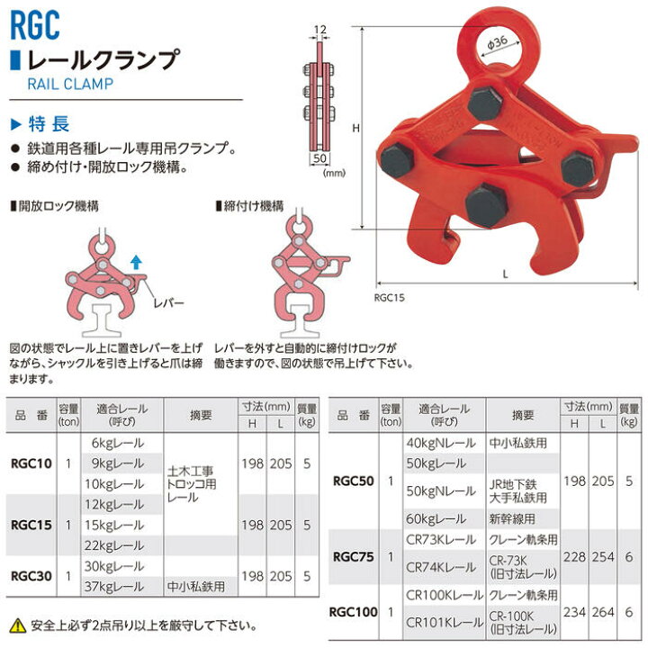 楽天市場】スーパーツール 鉄道レール用吊クランプ レールクランプ 