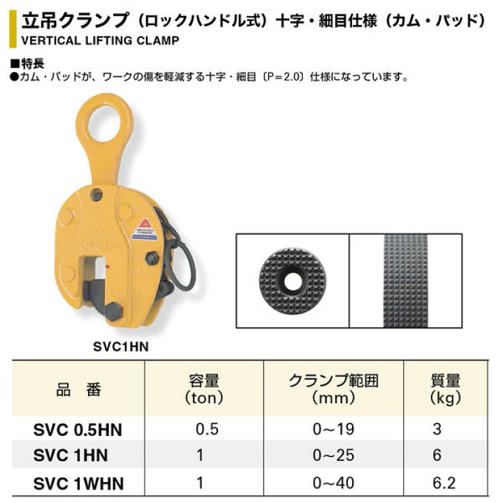 楽天市場】スーパーツール ロックハンドル式 立吊クランプ 容量 1t 