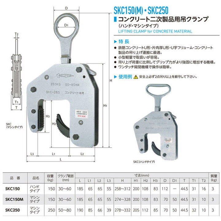 楽天市場】スーパーツール [マシンタイプ] コンクリート二次製品用吊 