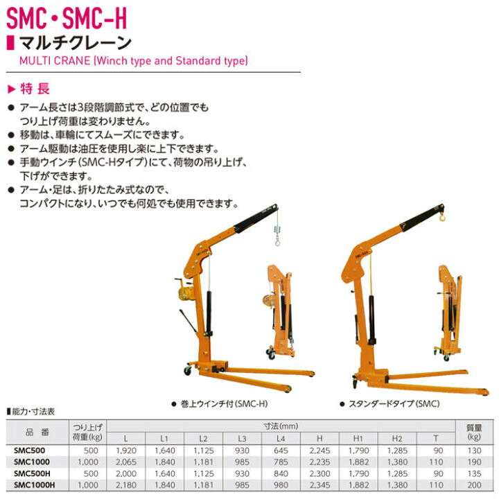 楽天市場】スーパーツール スタンダード型 マルチクレーン 500kg 