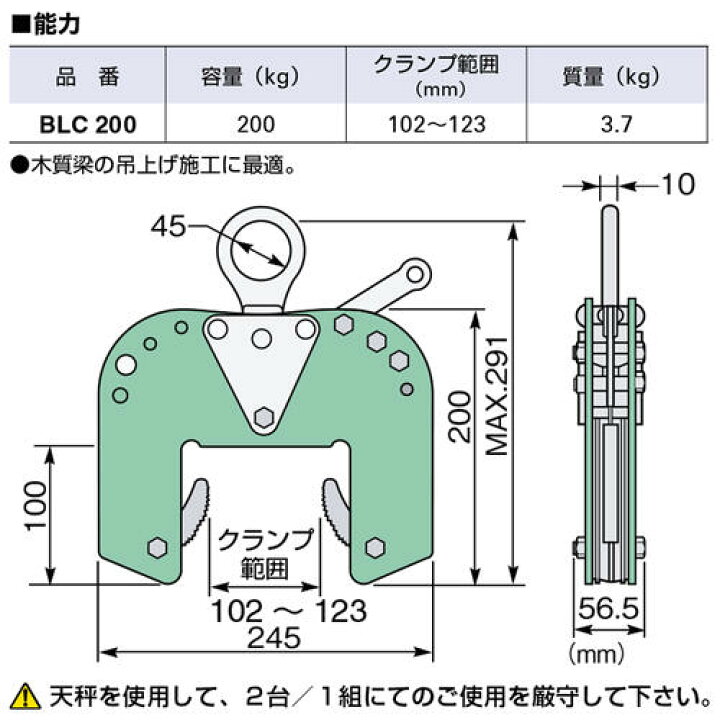 楽天市場】スーパーツール 木質梁専用吊クランプ 2点吊用天秤セット 
