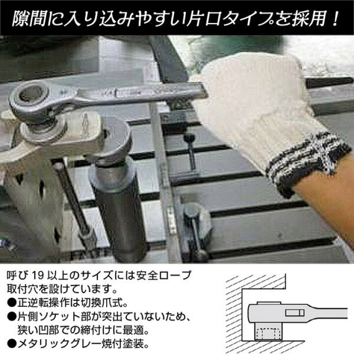 楽天市場】スーパーツール 片口ラチェットレンチ 30mm メタリック  