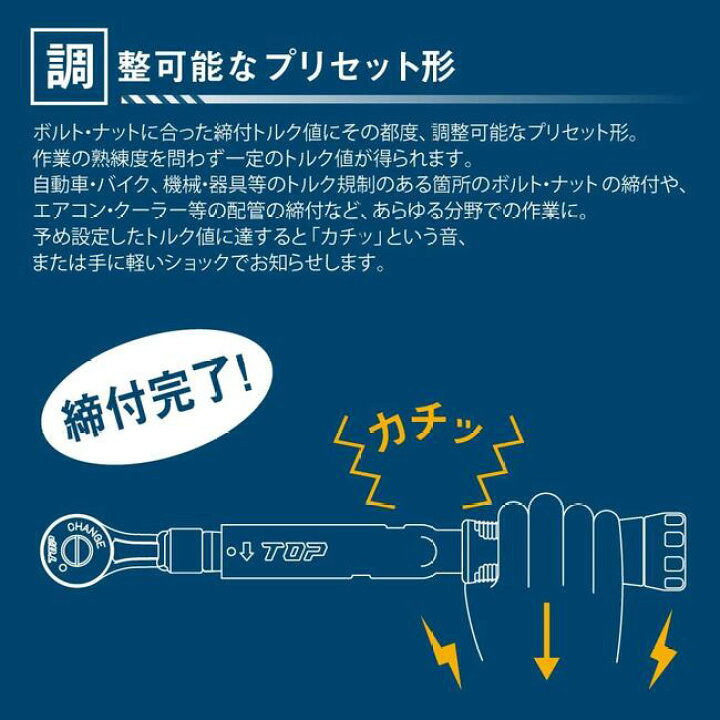 楽天市場】トップ工業 モンキ形トルクレンチセット トルク範囲 40~200N 