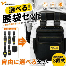 LOCX [セット価格品] 着脱式腰袋 3段タイプ + LOCX工具差し付きセット 着脱バックル付 電工用腰袋 ロックス 腰道具 かっこいい 軽量ポリエステル製 EVA樹脂 誤解除防止レバー付 LX-P03B CP2B SDI2B ESD1B TP2B CP3B SDO2B IP1 HA1B ツノダ TTC