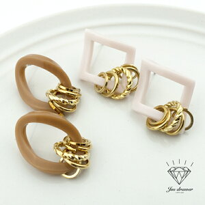 送料無料 ピアス レディース 金属アレルギー対応 フープ カラー選択 ブラウン ホワイト ゴールド 大人 可愛い シンプル カジュアル デイリー お呼ばれ パーティー デート プレゼント ギフト