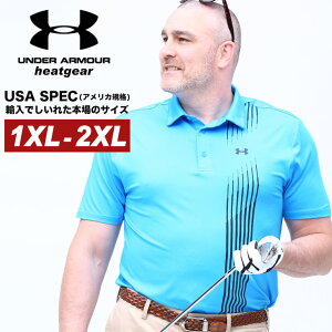 アンダーアーマー USA規格 半袖 ポロシャツ 大きいサイズ メンズ heatgear LOOSE PLAYOFF 2.0 BREAK GRAPHIC POLO ゴルフ スポーツ ブルー 1XL-2XL UNDER ARMOUR
