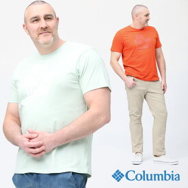 半袖 Tシャツ 大きいサイズ メンズ フロントプリント クルーネック コットン オレンジ グリーン XLサイズ LL 2L 3L 4L 5L 6L 7L 8L 9L 10L Columbia コロンビア