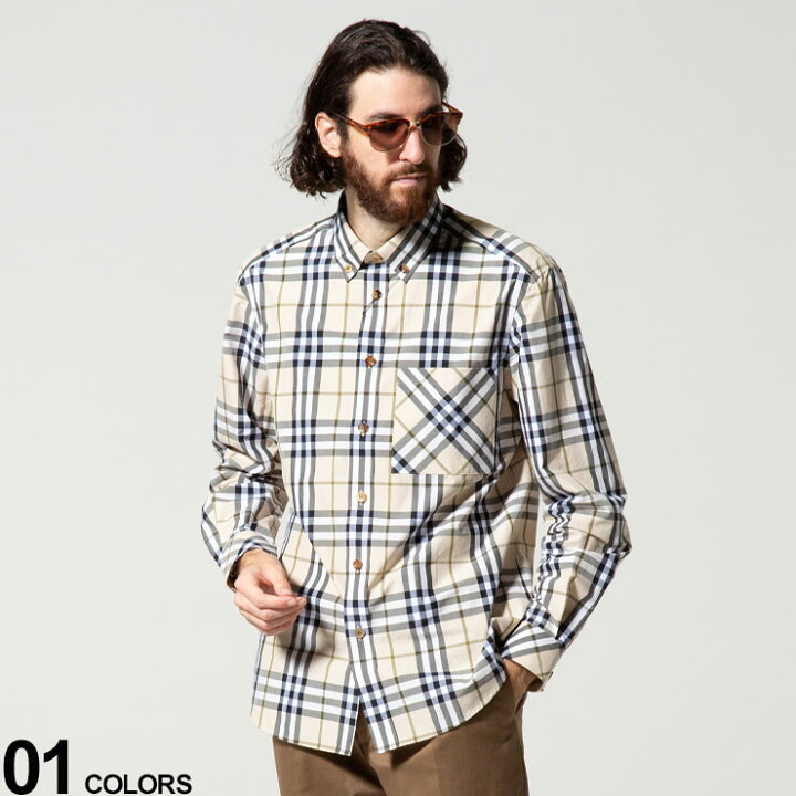 楽天市場 Burberry バーバリー チェック コットンポプリン ボタンダウン 長袖 シャツブランド メンズ 男性 トップス シャツ 長袖シャツ 大きいサイズのサカゼン