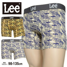 【ベージュ 3Lのみ】ボクサーパンツ 大きいサイズ メンズ ウエスタンサイン柄 前閉じ 総柄 オレンジ ベージュ 3L 4L 5L 6L Lee リー