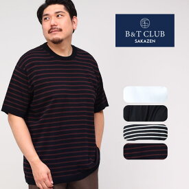 半袖 Tシャツ 大きいサイズ メンズ 綿100％ クルーネック ニット コットン ホワイト ブラック 2L 3L 4L 5L B＆T CLUB ビーアンドティークラブ