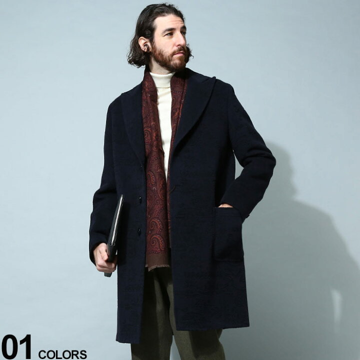 楽天市場】ETRO エトロ カシミヤ混 総柄 シングル コート ブランド 