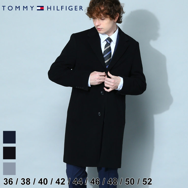 TOMMY HILFIGER トミーヒルフィガー ストレッチ シングル チェスターコート ブランド メンズ 男性 アウター コート ハーフコート  ウールコート ビジネス フォーマル 大きいサイズ TMADDISONAHA | 大きいサイズのサカゼン