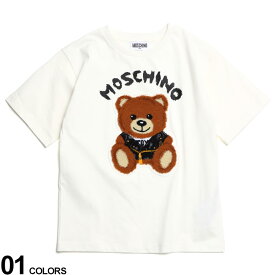 MOSCHINO モスキーノ テディベアワッペン クルーネック 半袖 Tシャツ ブランド キッズ 子供服 トップス Tシャツ 半袖 シャツ 丸首 MHKHUM03SLBA12