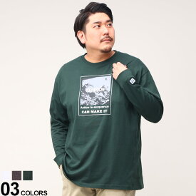 長袖 Tシャツ 大きいサイズ メンズ 天竺 BOXロゴ クルーネック ロンT プリント ホワイト ブラック グリーン 3L 4L 5L 6L OUTDOOR PRODUCTS アウトドアプロダクツ ボックスロゴ トップス カットソー