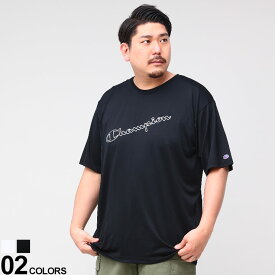 最大5000円OFFクーポン配布中 半袖 Tシャツ 大きいサイズ メンズ 速乾 UVカット 斜めロゴ クルーネック スポーツ ホワイト ブラック 3L 4L 5L Champion チャンピオン