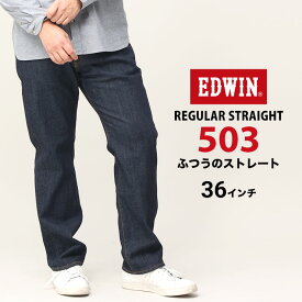 エントリーでさらにポイント+4倍 エドウィン ジーンズ 大きいサイズ メンズ 503 ジップフライ REGULAR STRAIGHT パンツ ジーパン デニム ネイビー 36インチ EDWIN