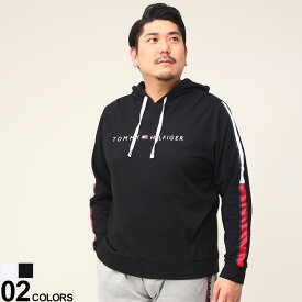 パーカー 大きいサイズ メンズ ロゴプリント プルオーバー プルパーカー フード ホワイト ブラック 1XL 2XL TOMMY HILFIGER トミーヒルフィガー