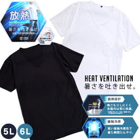 半袖 Tシャツ 大きいサイズ メンズ BODY-X 放熱 接触冷感 Vネック アンダーシャツ インナー ホワイト ブラック 5L 6L