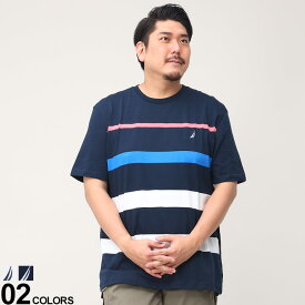 半袖 Tシャツ 大きいサイズ メンズ フロントプリント クルーネック プリント ホワイト ネイビー 1XL 2XL NAUTICA ノーティカ