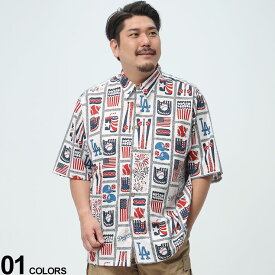 半袖 シャツ 大きいサイズ メンズ LA DODGERS 総柄プリント プリント 春 夏 ホワイト 1XL 2XL 3XL reyn spooner レインスプーナー