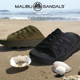 サンダル 大きいサイズ メンズ 手編みデザイン スライド ZUMA CLASSIC ストラップ レジャー ブラック オリーブ MALIBU SANDALS マリブサンダルズ