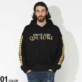 VERSACE JEANS COUTURE ヴェルサーチェ ジーンズ クチュール 裏起毛 チェーンロゴ プルオーバー パーカー ブランド メンズ 男性 トップス パーカー 長袖 スウェット VC75GAIF01CF00F