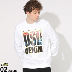 DIESEL ディーゼル デザインフォト ロゴプリント クルーネック 長袖 トレーナー ブランド メンズ 男性 カジュアル ファッション トップス トレーナー 裏毛 シンプル コットン 秋冬 DSA110750JFAV