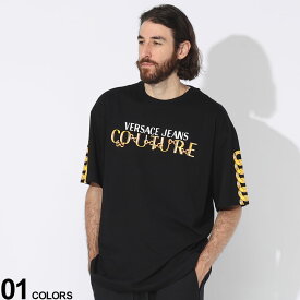 VERSACE JEANS COUTURE ヴェルサーチェ ジーンズ クチュール チェーンロゴ クルーネック 半袖 Tシャツ ブランド メンズ 男性 トップス Tシャツ 半袖 シャツ VC75GAHF01CJ00F