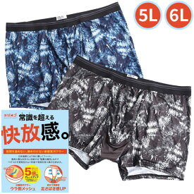 ボクサーパンツ 大きいサイズ メンズ ラジパン ムレにくい 前開き 分離型 総柄 メッシュ ブラック ネイビー 5L 6L as アズ