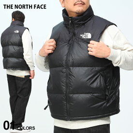 ダウンベスト 大きいサイズ メンズ 撥水 フード収納 スタンドカラー フルジップ 700フィルパワー 1996 RETRO NUPTSE VEST レトロ ヌプシ ベスト 防寒 黒 THE NORTH FACE ザ ノースフェイス ブランド