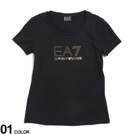EMPORIO ARMANI EA7 (エンポリオ アルマーニ) ラインストーンロゴ クルーネック 半袖 Tシャツブランド レディース トップス Tシャツ 半袖 シャツ EA7L8NTT67TJDQZ
