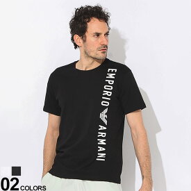 EMPORIO ARMANI (エンポリオアルマーニ) 縦ロゴ クルーネック 半袖 Tシャツブランド メンズ 男性 トップス Tシャツ 半袖 シャツ EAS2118184R479
