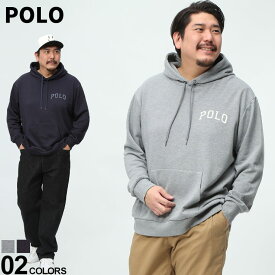 パーカー POLO BCS ポロ ビーシーエス 3L 4L 5L 6L グレー ネイビー 裏毛 胸ロゴ ポケット プルオーバー トップス パーカー プルパーカー フード 大きいサイズ メンズ